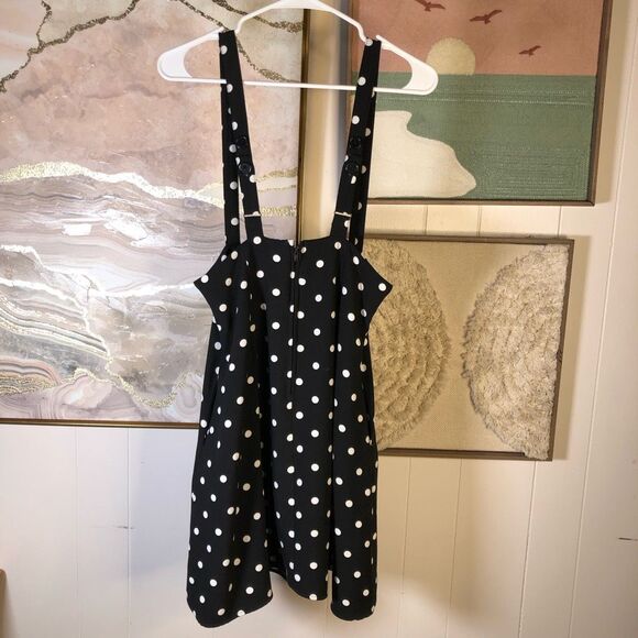 Modcloth Womens Polka Dot Adjustable Strap Mini Skirrtall Black & White Medium - Picture 2 of 5